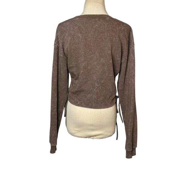 FOREVER 21 brown long sleeves side ties cropped sweatshirt size Medium - Picture 8 of 16